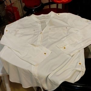 White womens CK button down blouse
